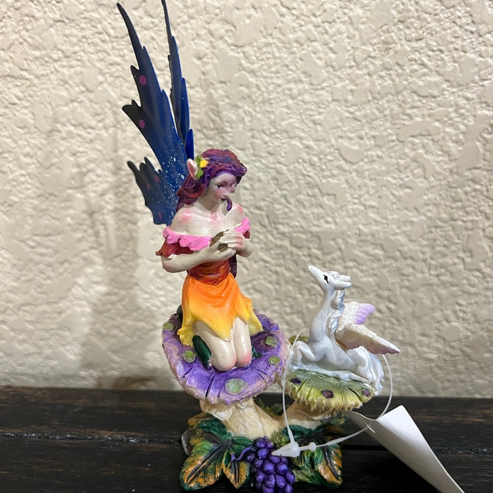 Fairy with Unicorn Figurine Collectible - Mystikal Creations by KMP-NEW in a Box